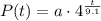 P(t)=a\cdot 4^{\frac{t}{9.1}}
