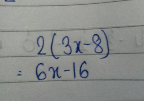 Which expression is equivalent to 2(3x – 8)?