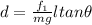 d = \frac{f_1}{mg}ltan\theta