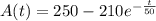 A(t)=250-210e^{-\frac{t}{50}}