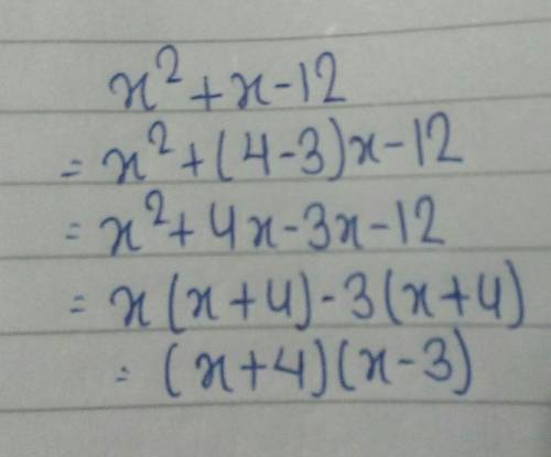 What are the factors of x2+x-12