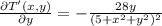 \frac{\partial T'(x,y)}{\partial y}=-\frac{28y}{(5+x^2+y^2)^2}