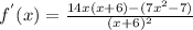 f^{'}(x)=\frac{14x(x+6)-(7x^2-7)}{(x+6)^{2}}