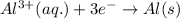 Al^{3+}(aq.)+3e^-\rightarrow Al(s)