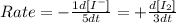 Rate=-\frac{1d[I^-]}{5dt}=+\frac{d[I_2]}{3dt}