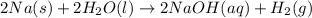 2Na(s) + 2H_2O(l) \rightarrow 2NaOH(aq) + H_2(g)