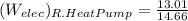 (W_{elec})_{R.Heat Pump} = \frac{13.01}{14.66}