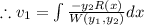 \therefore v_1=\int \frac{-y_2R(x)}{W(y_1,y_2)} dx