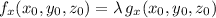 f_x(x_0,y_0,z_0) = \lambda \, g_x(x_0,y_0,z_0)