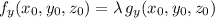f_y(x_0,y_0,z_0) = \lambda \, g_y(x_0,y_0,z_0)