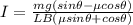 I = \frac{mg ( sin \theta - \mu cos \theta )}{LB ( \mu sin \theta + cos \theta )}