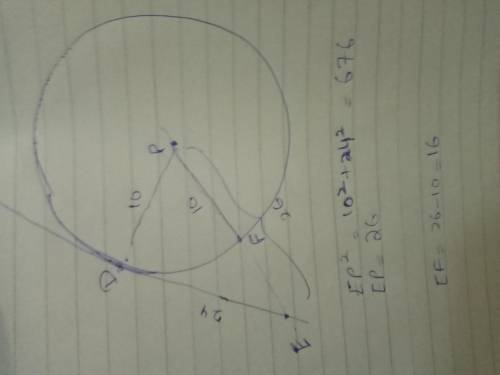 ⊙P has a radius of 10 cm, and ED is tangent to the circle at point D. F lies both on ⊙P and on EP if
