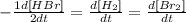 -\frac{1d[HBr]}{2dt}=\frac{d[H_2]}{dt}=\frac{d[Br_2]}{dt}