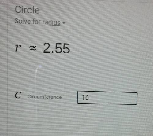 8. What is the radius of a circle when thecircumference is 16 cm?A. 16 cmB. 12 cmC. 8 cmD. 4 cm