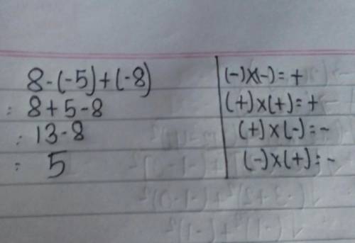 8 - (-5) + (-8) Can someone do a step by step explanation to do this problem? Please