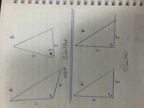 Tyler claims that if two triangles each have a side length of 11 units and a side length of 8 units,