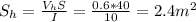 S_{h} =\frac{V_{h }S}{I} =\frac{0.6*40}{10} =2.4m^{2}