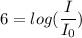6 = log(\dfrac{I}{I_0} )