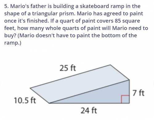 Mario's father is building a skateboard ramp in the shape of a triangular prism. Mario has agreed to