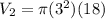V_2=\pi (3^2)(18)