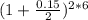 (1 + \frac{0.15}{2} )^{2*6}