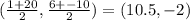 ( \frac{1 +  20}{2} , \frac{6 +  - 10}{2} ) = ( 10.5, - 2)