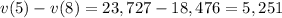 v(5)-v(8)=23,727-18,476=5,251