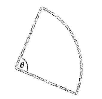 A rope of length 18 feet is arranged in the shape of a sector of a circle with central angle O radia