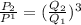 \frac{P_{2} }{P^{1} }  = (\frac{Q_{2} }{Q_{1} } )^{3}