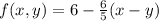 f(x,y)=6-\frac{6}{5}(x-y)