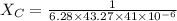 X_{C} = \frac{1}{6.28 \times   43.27 \times 41 \times 10^{-6} }