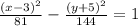 \frac{(x-3)^{2}}{81}-\frac{(y+5)^{2}}{144}=1