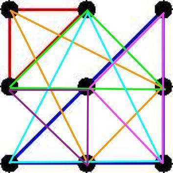 How many different isosceles right triangles can be formed from three dots in the grid below? Two ex