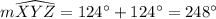 m \widehat{XYZ}=124^{\circ}+124^{\circ}=248^{\circ}