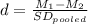 d=\frac{M_{1}-M_{2}}{SD_{pooled}}