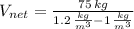 V_{net} = \frac{75\,kg}{1.2\,\frac{kg}{m^{3}}-1\,\frac{kg}{m^{3}}  }