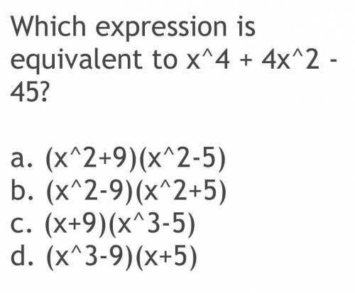 Which expression is equivalent to x^4 + 4x^2 - 45?
