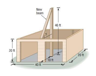 A carpenter is preparing to put a roof on a garage that is 20 feet by 40 feet by 20 feet A steel sup