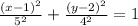 \frac{(x - 1)^{2}}{5^{2}} + \frac{(y - 2)^{2}}{4^{2}} = 1