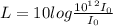 L = 10log \frac{10^1^2I_0}{I_0}