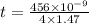 t = \frac{456 \times 10^{-9} }{4 \times 1.47}