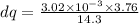 dq = \frac{3.02 \times 10^{-3} \times 3.76 }{14.3}