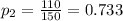 p_{2}=\frac{110}{150}=0.733