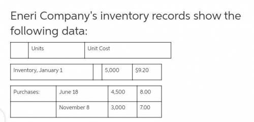 A physical inventory on December 31 shows 4,000 units on hand. Eneri sells the units for $13 each. T