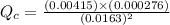 Q_c=\frac{(0.00415)\times (0.000276)}{(0.0163)^2}