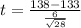 t = \frac{138 - 133}{\frac{6}{\sqrt{28}}}