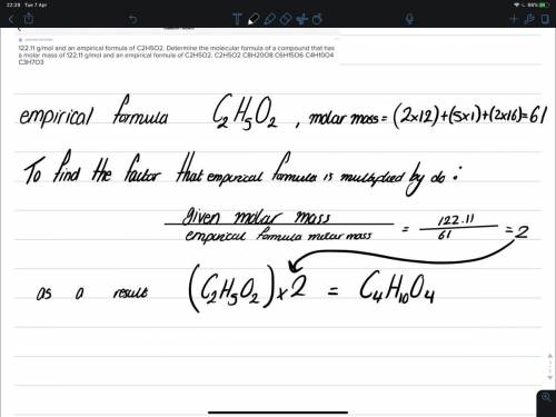 122.11 g/mol and an empirical formula of C2H5O2. Determine the molecular formula of a compound that