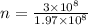 n=\frac{3\times 10^8}{1.97\times 10^8}