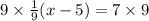 9\times \frac{1}{9}(x-5)=7\times 9