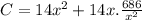 C=14x^2+14 x.\frac{686}{x^2}